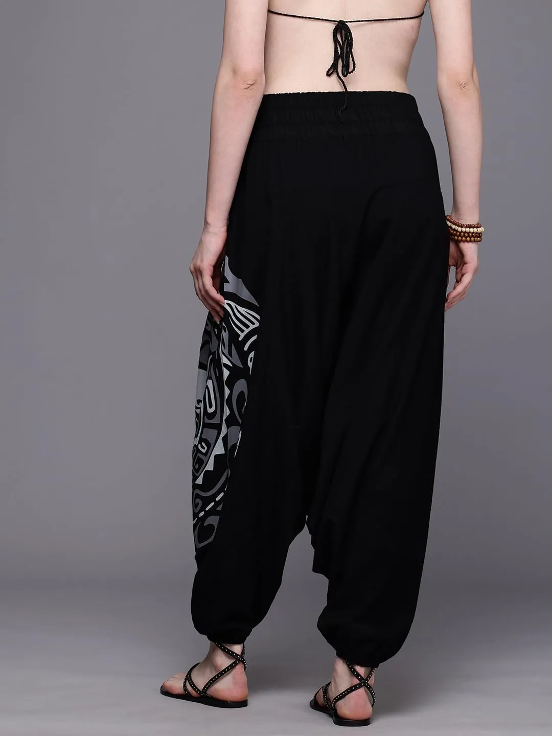The Veshti Company Women's Printed Summer Harem Pants, Cotton Boho Hippie Casusal Oversized Palazzo Pant for Women