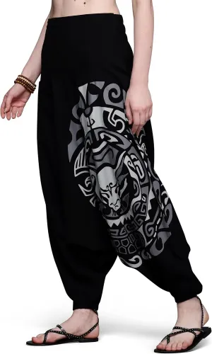 The Veshti Company Women's Printed Summer Harem Pants, Cotton Boho Hippie Casusal Oversized Palazzo Pant for Women