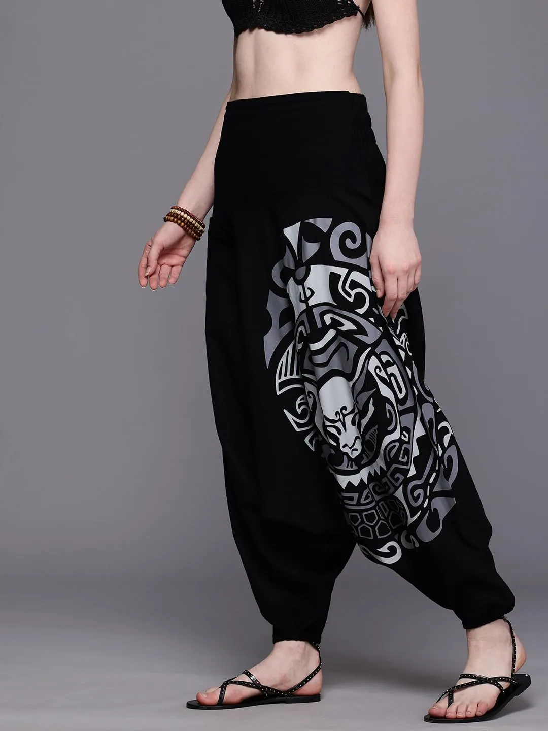The Veshti Company Women's Printed Summer Harem Pants, Cotton Boho Hippie Casusal Oversized Palazzo Pant for Women