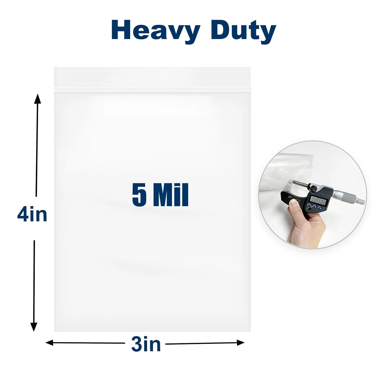 Thick 5 Mil 3" X 4" Clear Zip Lock Plastic Bags 200PCS Resealable Poly Bag Heavy Duty Ziplock Baggies For Packaging Jewelry Pills Storage