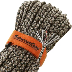 TITAN Survival Patented Paracord 550 - 25ft, 100ft, 500ft & Color Options - 620LB Strength Survival Paracord Military Spec with 3 Strands - Heavy Duty Hank Cord for Camping & Outdoors with Firestarter