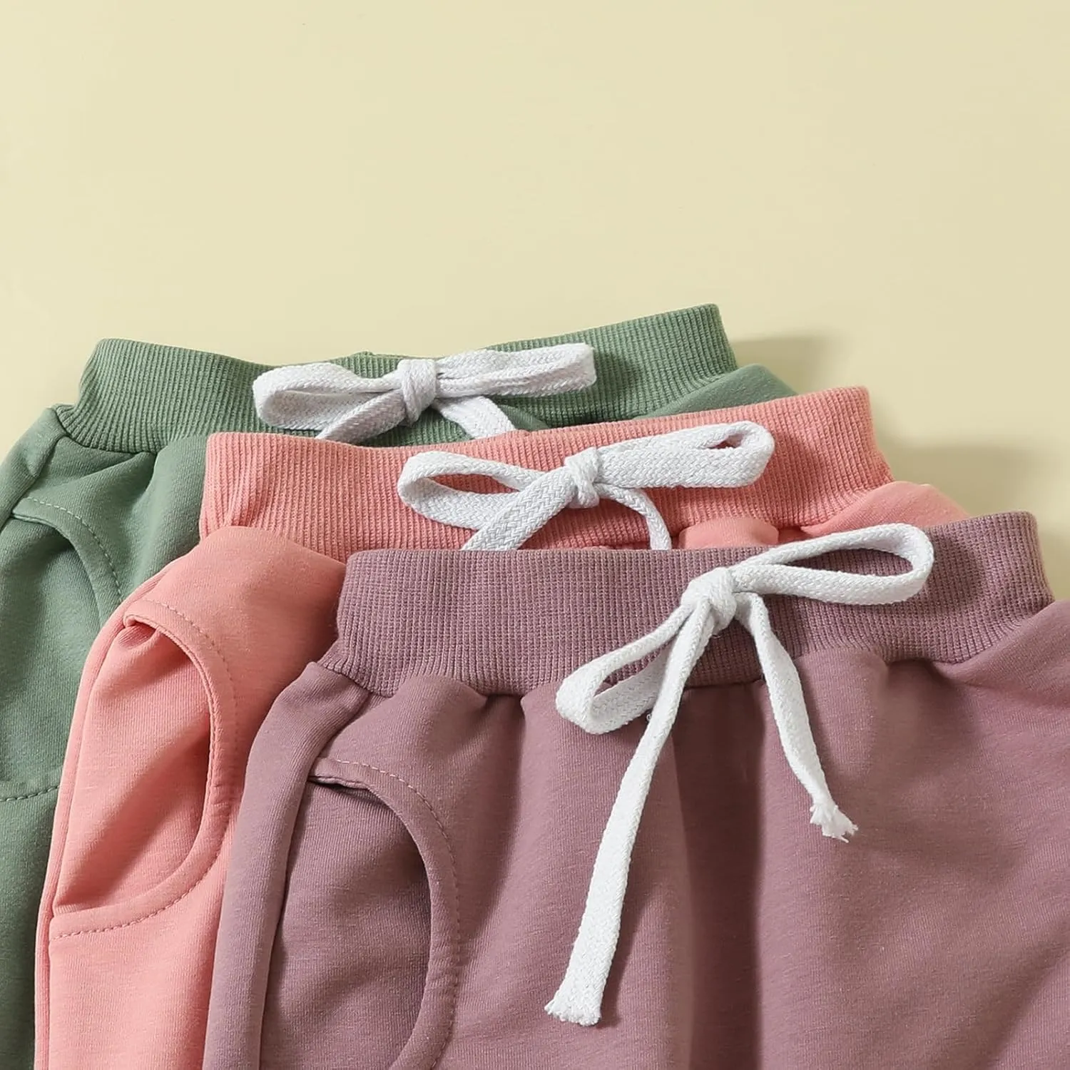 Toddler Baby Boys Girls Sweatpants 3 Pack Solid Color Elastic Waist Trousers Bottoms Casual Pants Multipacks Long Pants