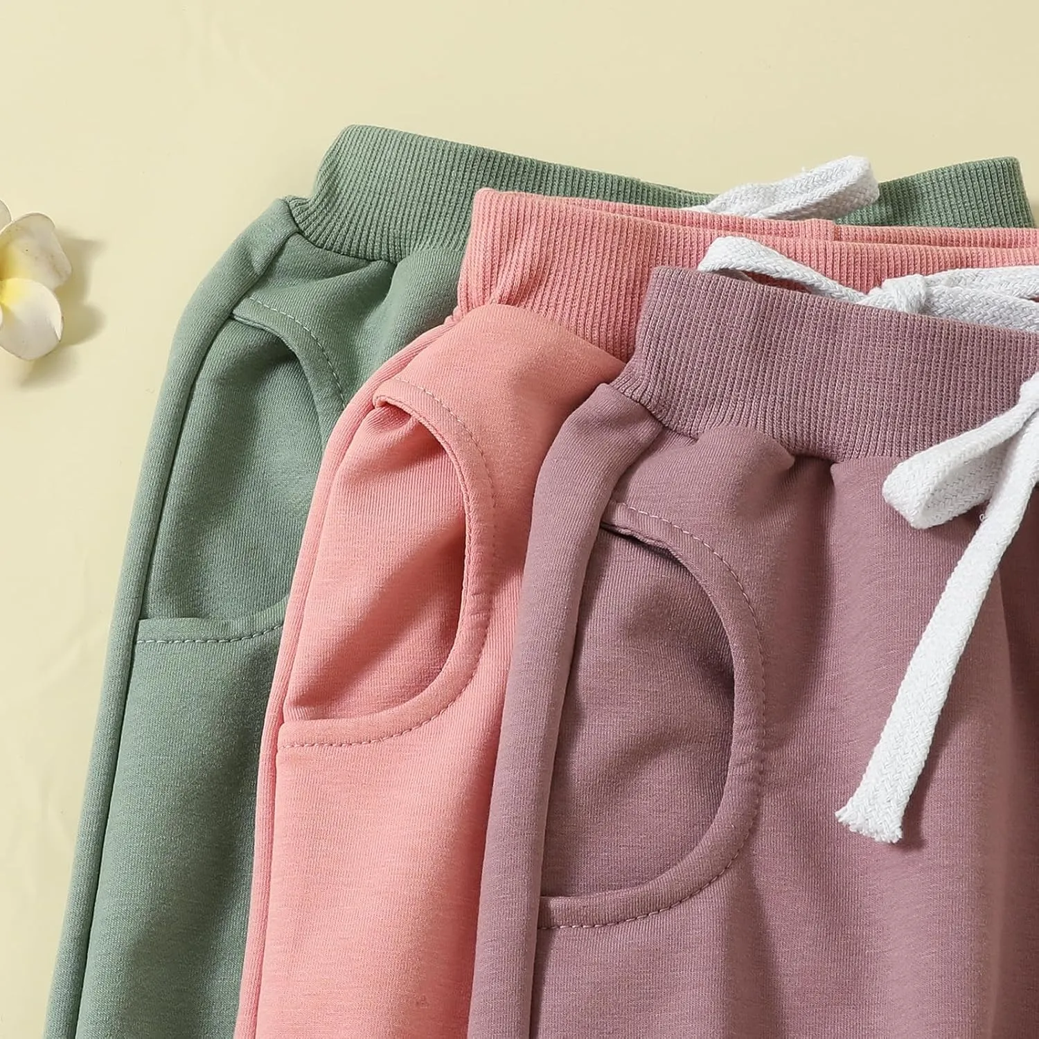 Toddler Baby Boys Girls Sweatpants 3 Pack Solid Color Elastic Waist Trousers Bottoms Casual Pants Multipacks Long Pants