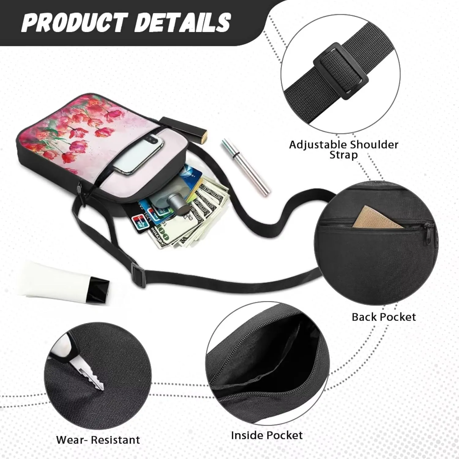 TODIYADDU Sling Bag for Women Men Crossbody Purse Trendy Messenger Bag Small Shoulder Bag Mini Phone Pouch Purse Nice Gifts