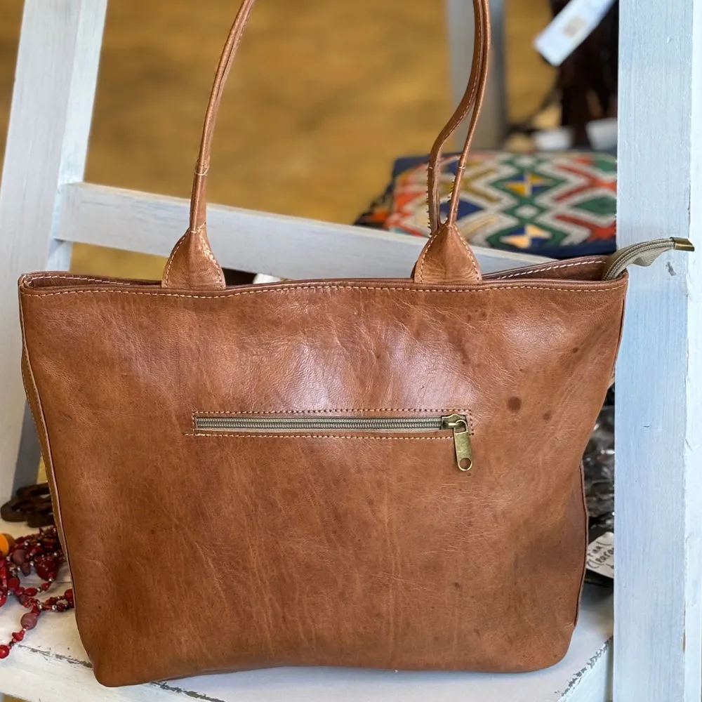 Toffee Mansuuj Handwoven Leather Tote