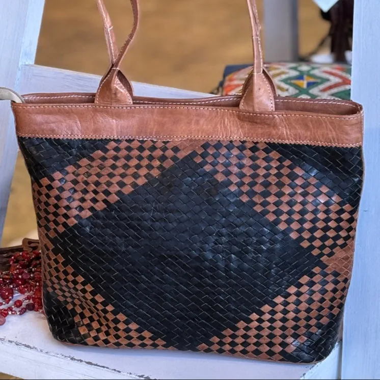Toffee Mansuuj Handwoven Leather Tote
