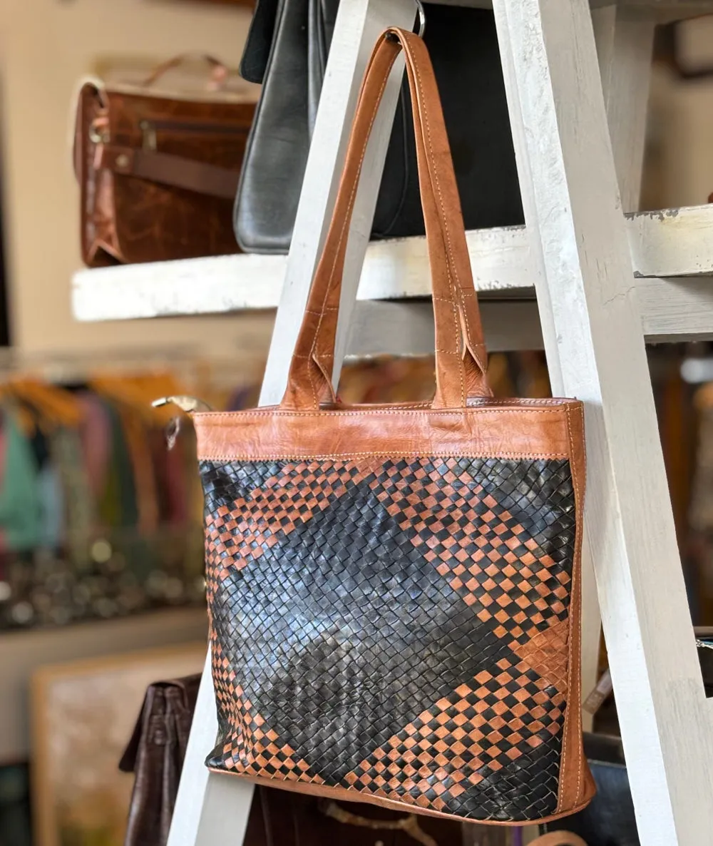 Toffee Mansuuj Handwoven Leather Tote
