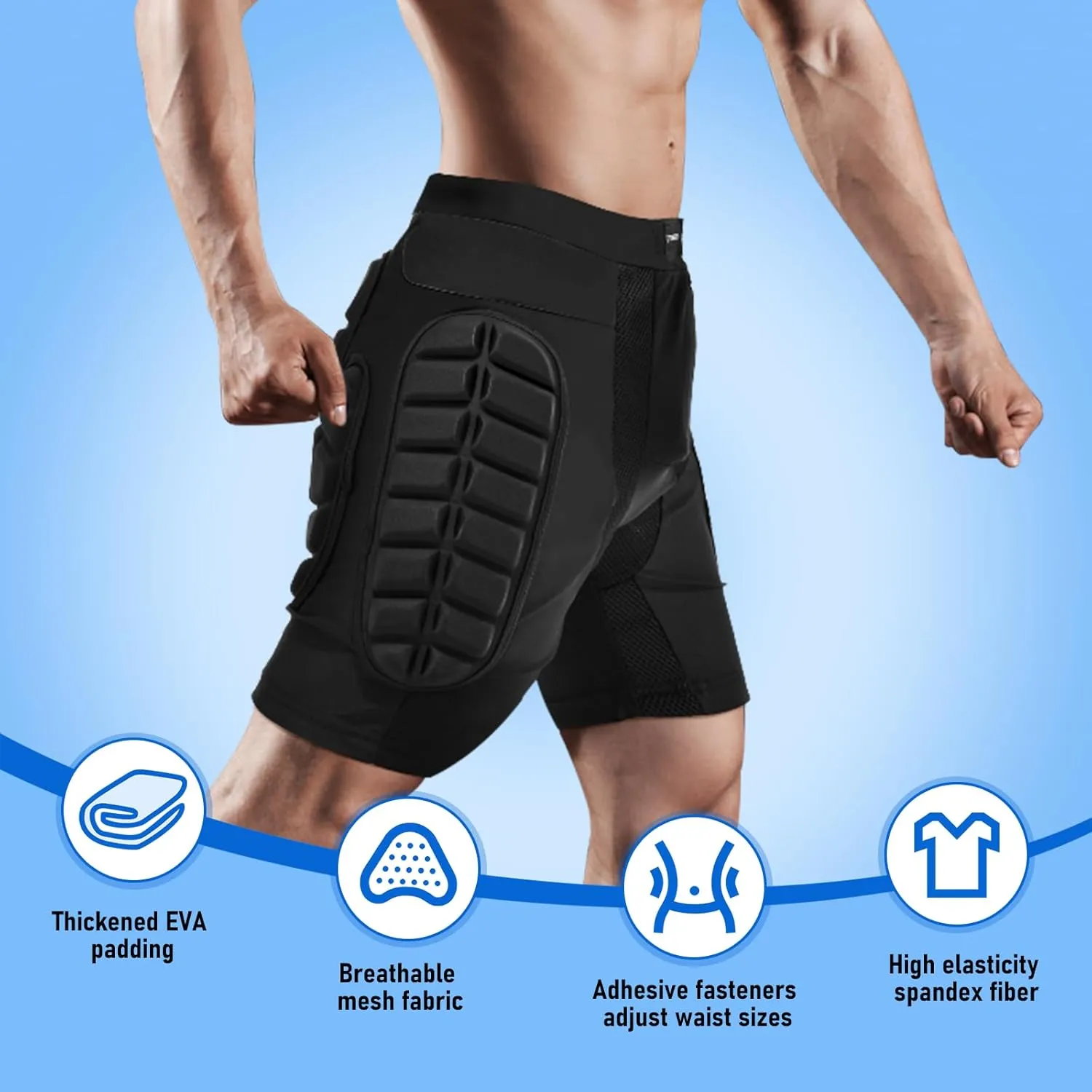 TOMSHOO Hip Protection Pads Shorts Upgrade Hip Pads 3D EVA Hip Protection Pad for Snowboard,Skate and Ski