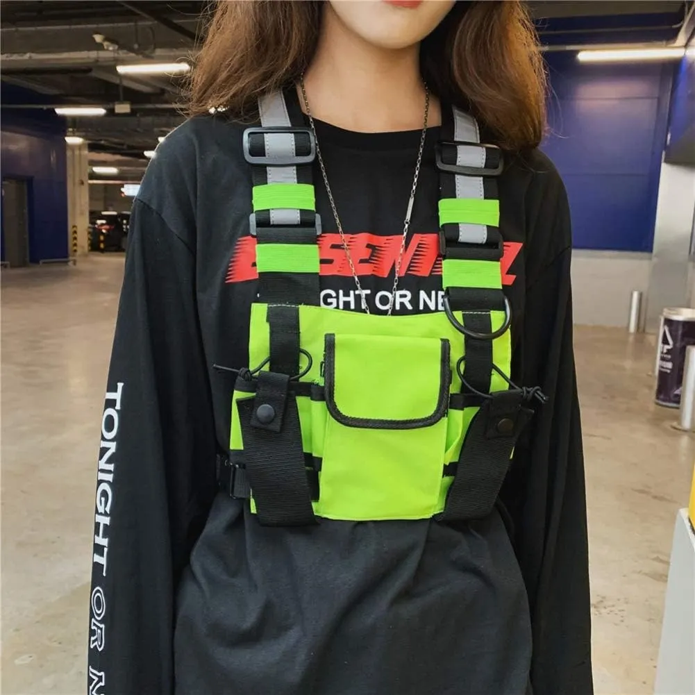 Tool Vest,Chest Rig Bag Men Women Multi-Pocket Vest Hip Hop Chest Pack Functional Utility Vest for Men