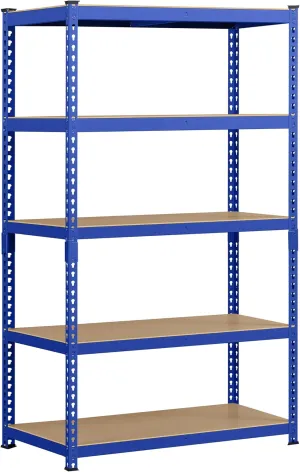Topeakmart 5-Tier Utility Shelves, Metal Storage Shelves Garage Shelving Unit Adjustable Garage Storage Shelves Storage Racks Heavy Duty Shed Shelving- Blue, 35.5 x 17.5 x 72 Inch