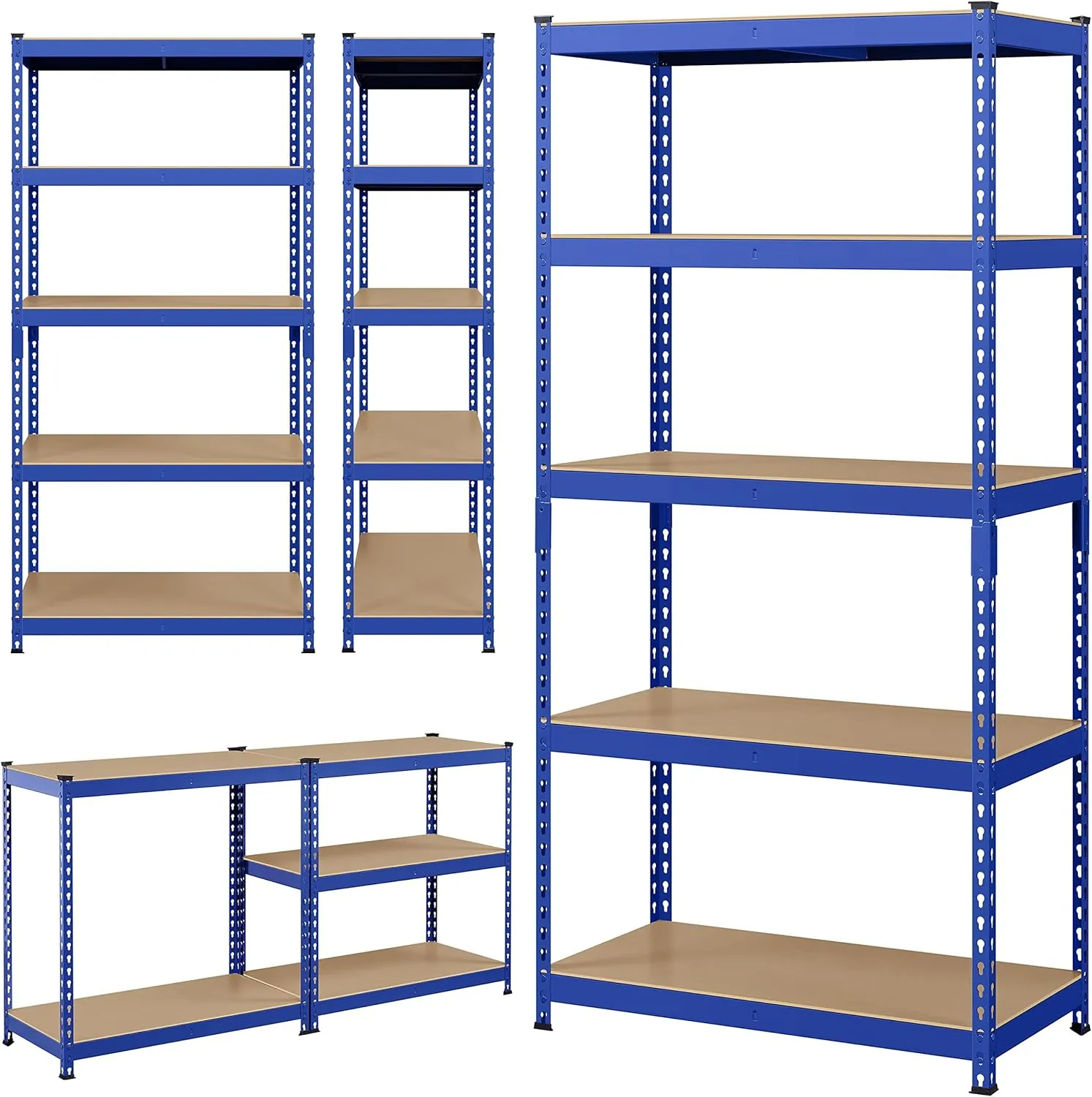 Topeakmart 5-Tier Utility Shelves, Metal Storage Shelves Garage Shelving Unit Adjustable Garage Storage Shelves Storage Racks Heavy Duty Shed Shelving- Blue, 35.5 x 17.5 x 72 Inch