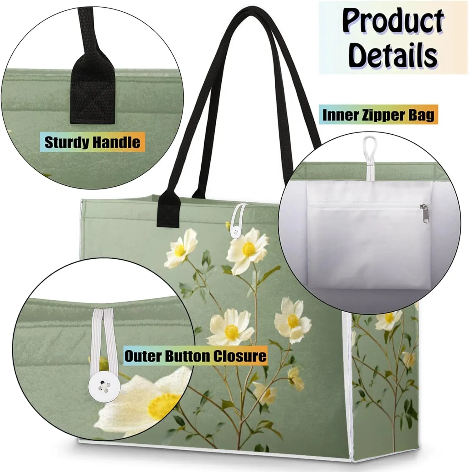 Tote Bag for Women Reusable Canvas Shoulder Bag
