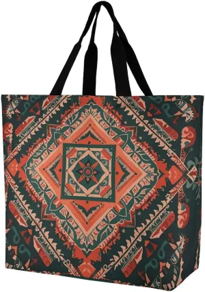 Tote Bag for Women Shoulder Bag Bohemian Mystical Tribal Motifs Handbags for Travel Work Beach Bag Grocery Bag