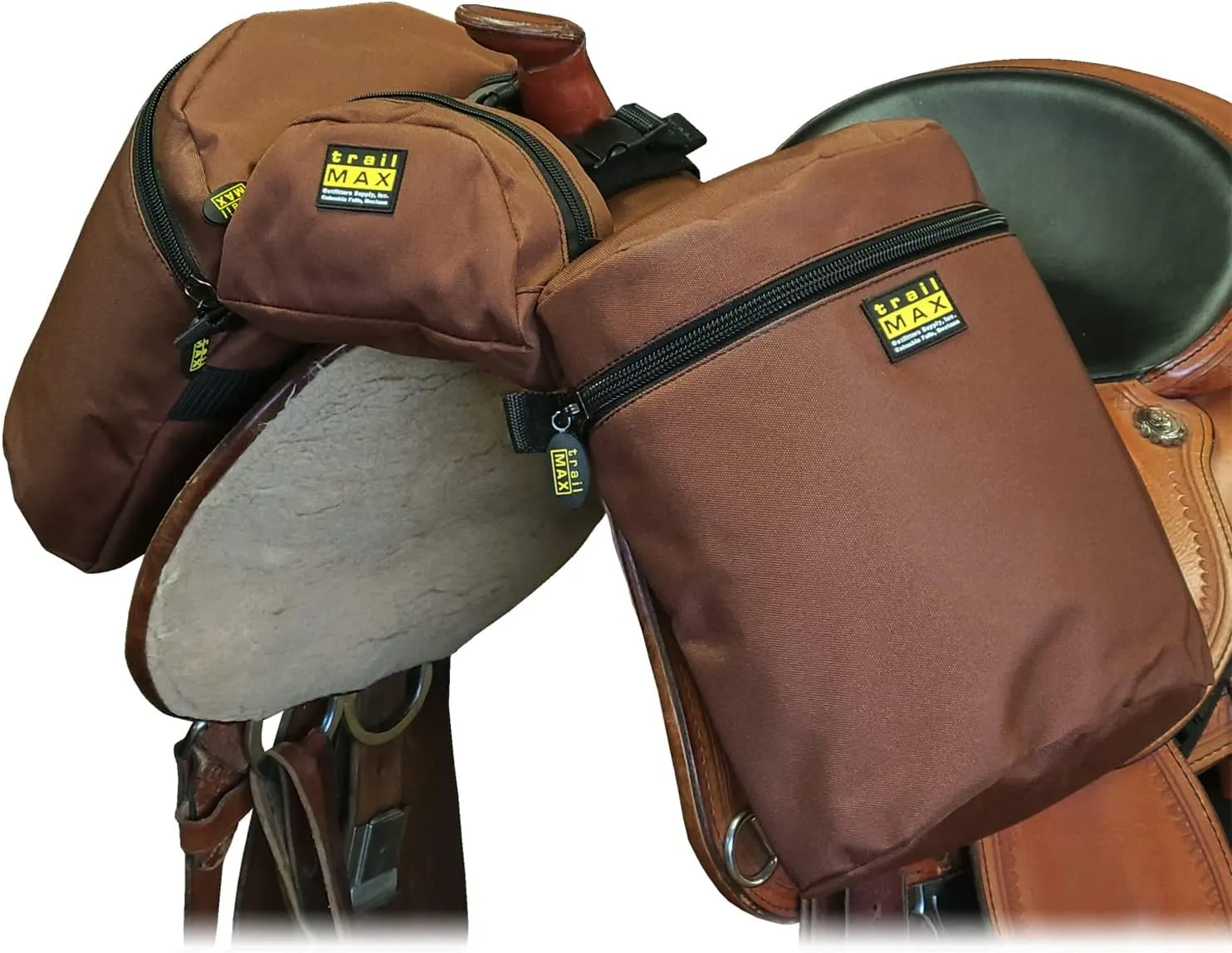 TrailMax Horn Saddle Bag & Pommel Pocket Saddle Bag Combo; Horn & Pommel Saddle Bag Combo for Horses; Saddle Bags for Western & Endurance Saddles; Trail Riding Saddle Bags