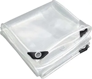 Transparent Tarps with Grommets 8.2x19.7ft, Clear Tarps Transparent Tarpaulin, Heavy Duty Clear Vinyl PVC Waterproof Tarps, for Patio, Henhouse, Canopy