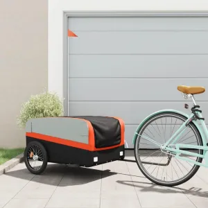 Transport with Heavy-Duty Bike Trailer, Durable Iron Frame, High Visibility Safety Flag, Black and Orange