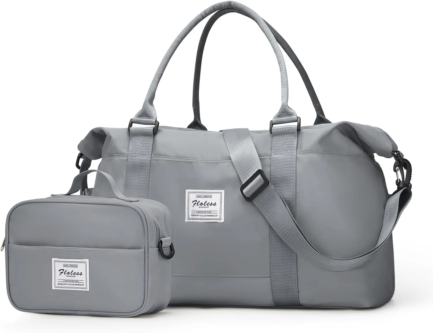Travel Bags for Women, Weekender Overnight Bag with Toiletry Bag, Carry On Travel Tote Bag Duffel Bag,Gym Bag with Wet Pocket & Trolley Sleeve,Grey Blue