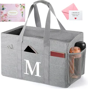 TRSODD Reusable Grocery Shopping Bags 10 Gallon Foldable Extra Large Utility Tote Bag Storage with Zipper and Handle Mothers Day Gifts for Mom Grandma Women