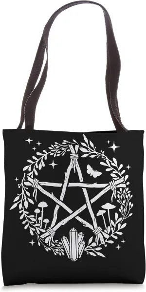 Twig Pentacle Wreath w/ Mushrooms, Moth, Crystals and Herbs Tote Bag