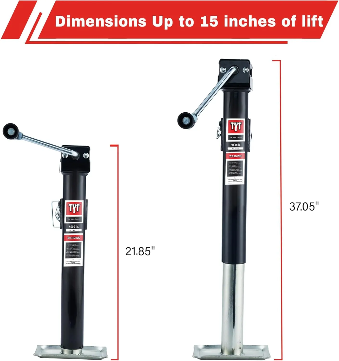 TYT 5000lbs Weld On Pipe Mount Swivel Trailer Jack, 15" Vertical Travel Trailer Tongue Jack for Boat Trailers, Pop-up Camper, Small Travel Trailers