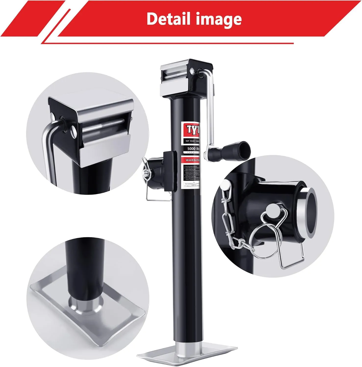 TYT 5000lbs Weld On Pipe Mount Swivel Trailer Jack, 15" Vertical Travel Trailer Tongue Jack for Boat Trailers, Pop-up Camper, Small Travel Trailers