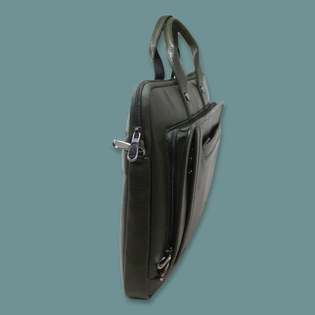 Uday Green Genuine Leather Laptop Messenger Bag-Gs