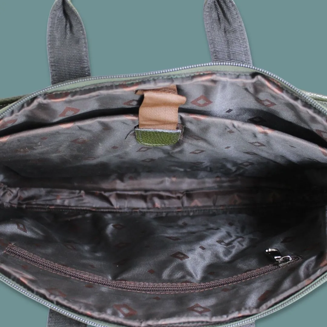 Uday Green Genuine Leather Laptop Messenger Bag-Gs