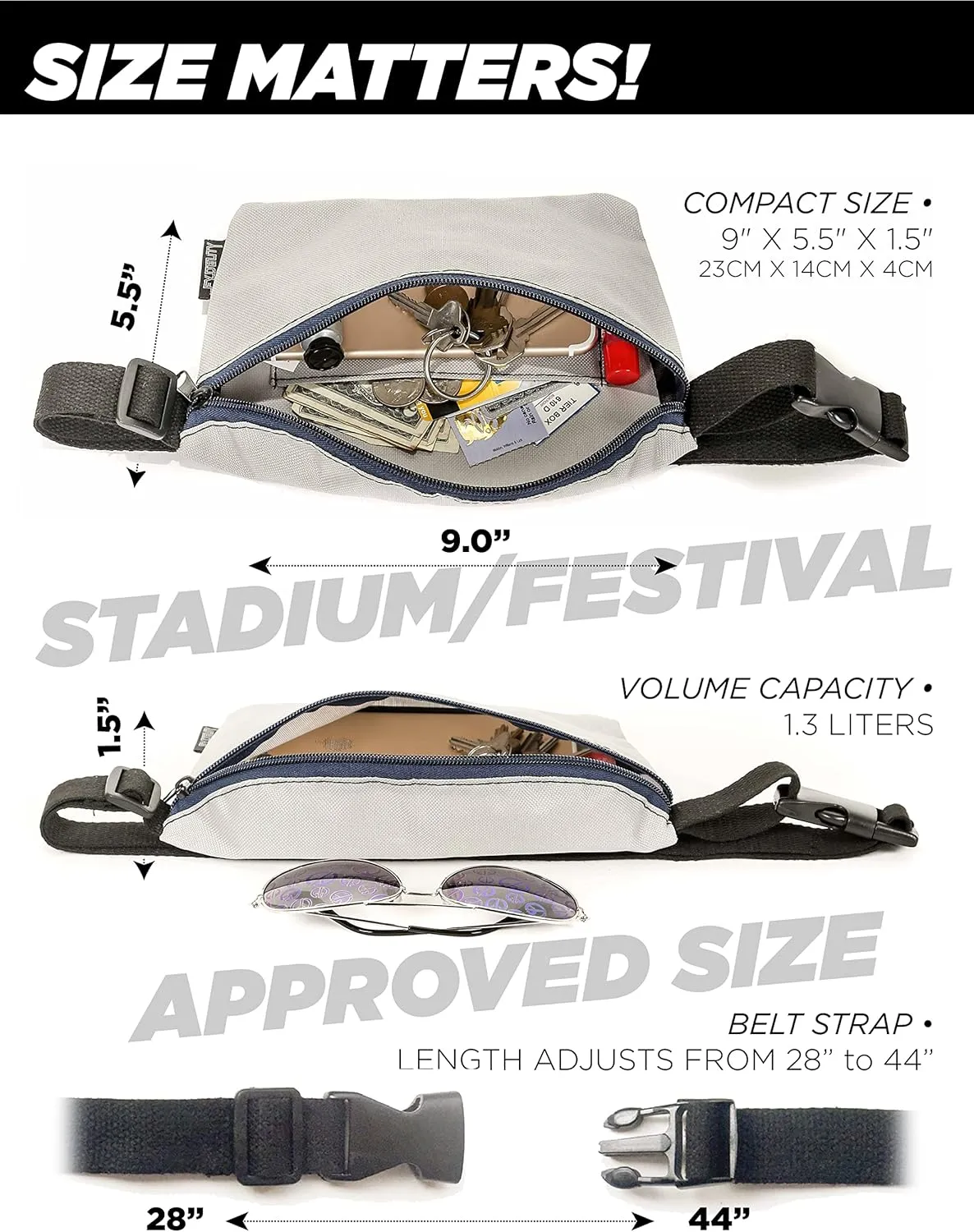Ultra Slim Fanny Packs for Women – 80s/90s Slim Bum Bag – Unisex Crossbody Waist Belt Bag for Travel, Festivals, Sports & Daily Use – Waist Belt Bag for Women | Crystal Clear