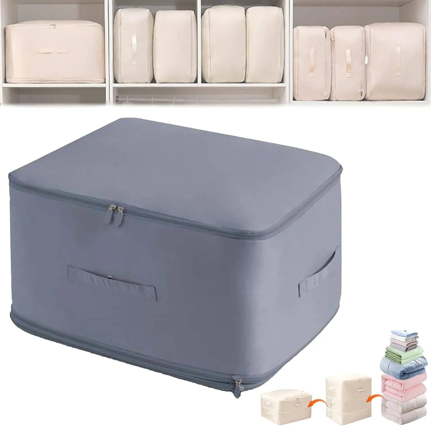 Ultra Space Saving Self Compression Organizer - Self Compression Moving Organizer Bags for Comforters, Clothes, Blankets (blue, X-Large)
