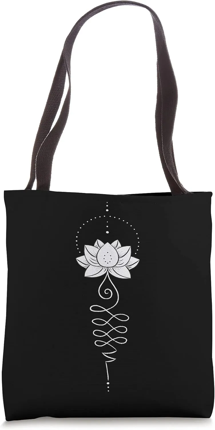 Unalome Lotus Tree Boho Awareness Spiral Mandala Tattoo Tote Bag