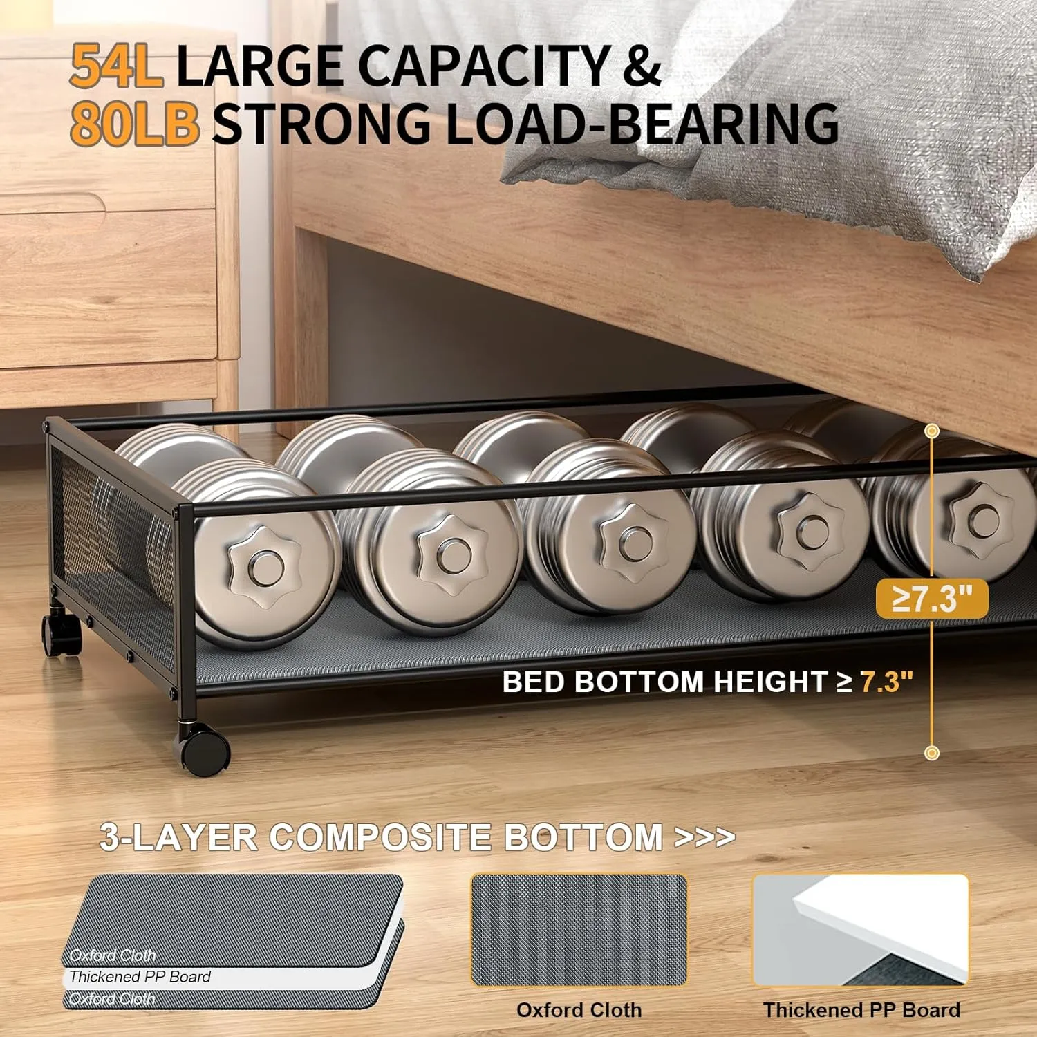 Under Bed Storage with Wheels, XXXL Larger Under Bed Storage Containers with Clear Lids, 36'' Lengthen Under Bed Shoe Organizer for Shoes Clothes(Grey 2 Pack, XXXL(36"x16.6"x7.28"))
