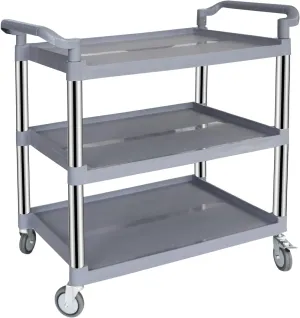 UNICOO® Heavy Duty 3-Tier Service Rolling Cart, Utility Cart & Grocery Cart on Wheels, 550lbs Capacity, Lockable & Silent Wheels, Anti-Rust, Easy Clean for Restaurant, Office, Garage, Kitchen Storage