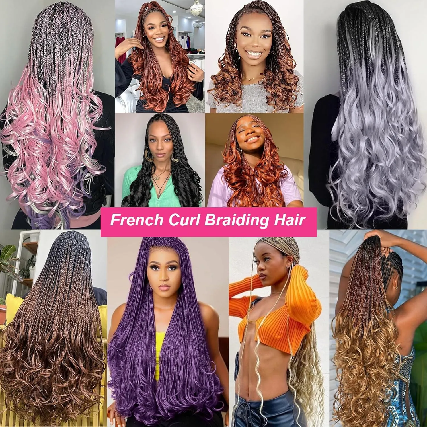 Unionbeauty 30 Inch French Curly Braiding Hair 8 Packs Pre-Stretched Spanish Curl Braids Loose Wavy Braiding Hair EZ Braids Ombre Synthetic Crochet Hair Extensions for Black Women T30#