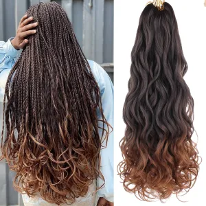 Unionbeauty 30 Inch French Curly Braiding Hair 8 Packs Pre-Stretched Spanish Curl Braids Loose Wavy Braiding Hair EZ Braids Ombre Synthetic Crochet Hair Extensions for Black Women T30#