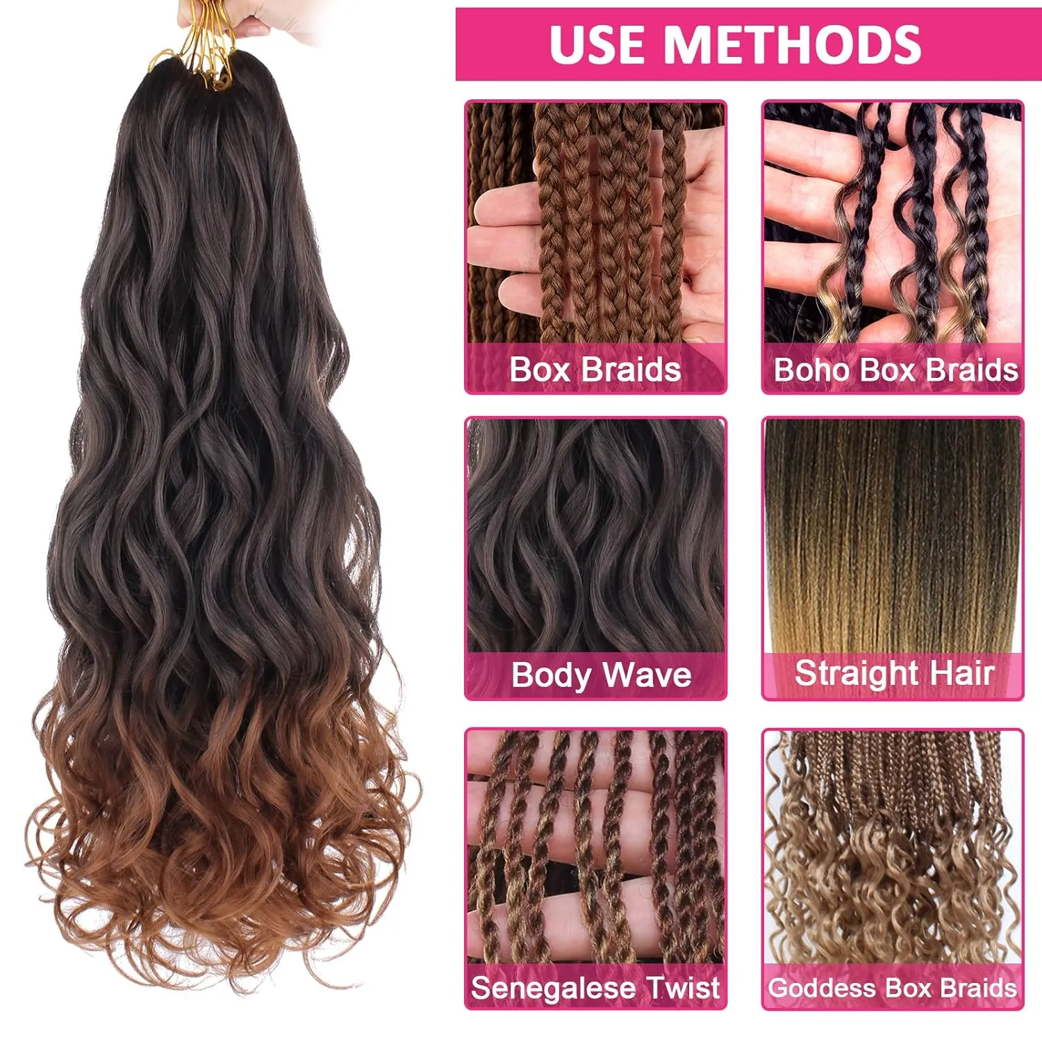 Unionbeauty 30 Inch French Curly Braiding Hair 8 Packs Pre-Stretched Spanish Curl Braids Loose Wavy Braiding Hair EZ Braids Ombre Synthetic Crochet Hair Extensions for Black Women T30#
