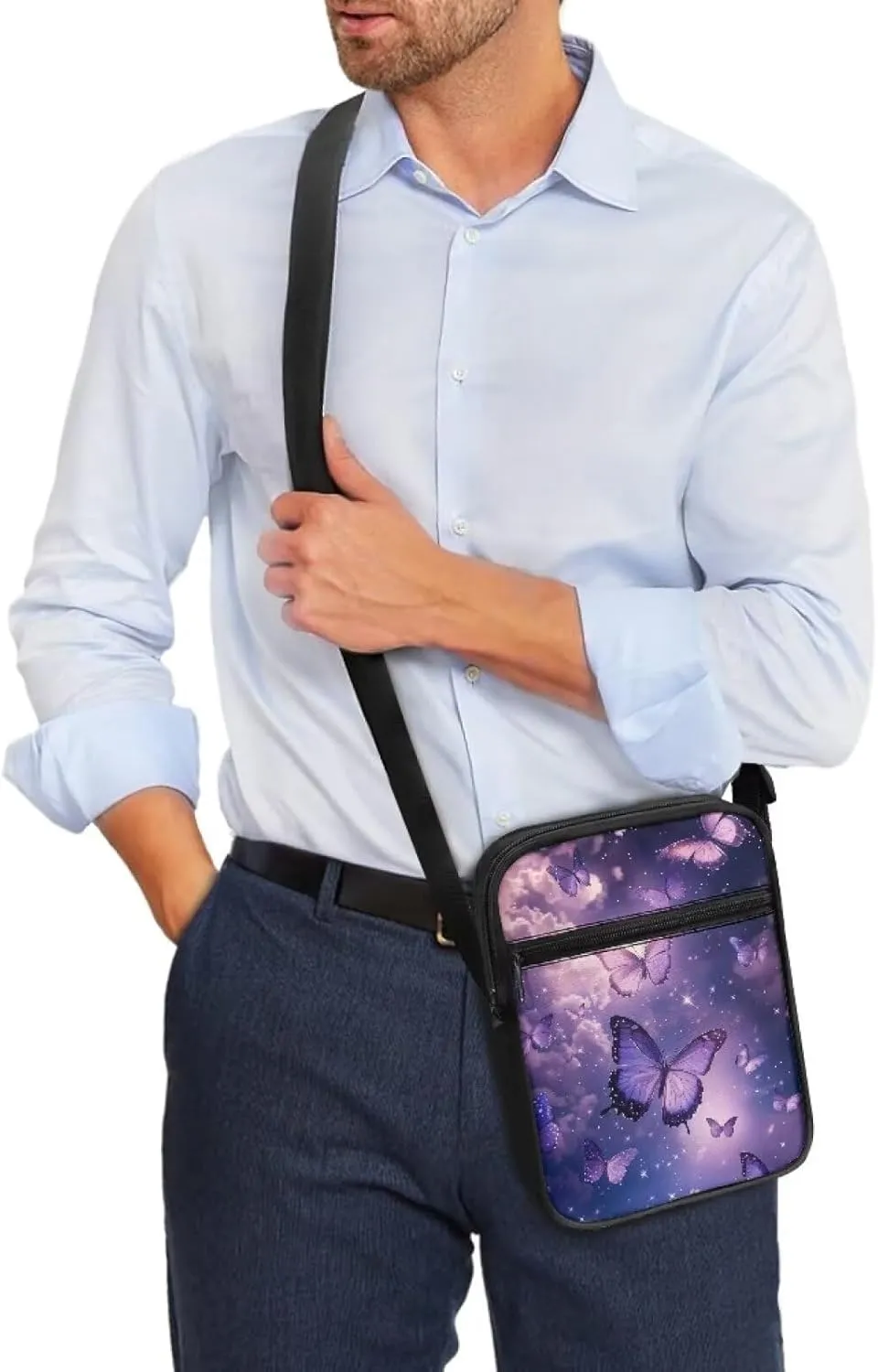 Unisex Fashion Messenger Bag Small Lightweight Crossbody Shoulder Purse Zip Cross Body Satchel with Muti Pockets