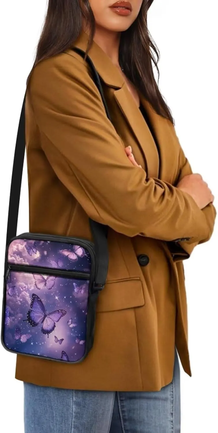 Unisex Fashion Messenger Bag Small Lightweight Crossbody Shoulder Purse Zip Cross Body Satchel with Muti Pockets