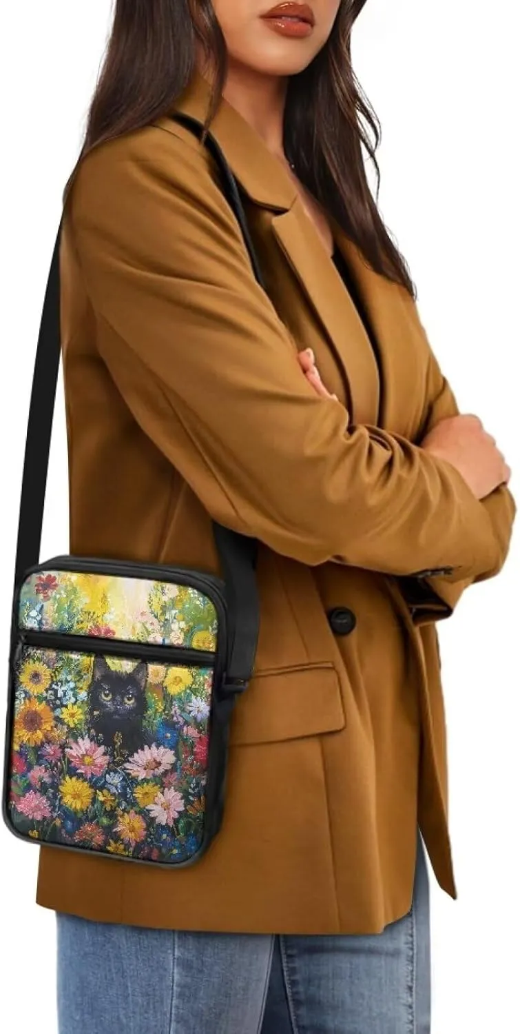 Unisex Fashion Messenger Bag Small Lightweight Crossbody Shoulder Purse Zip Cross Body Satchel with Muti Pockets