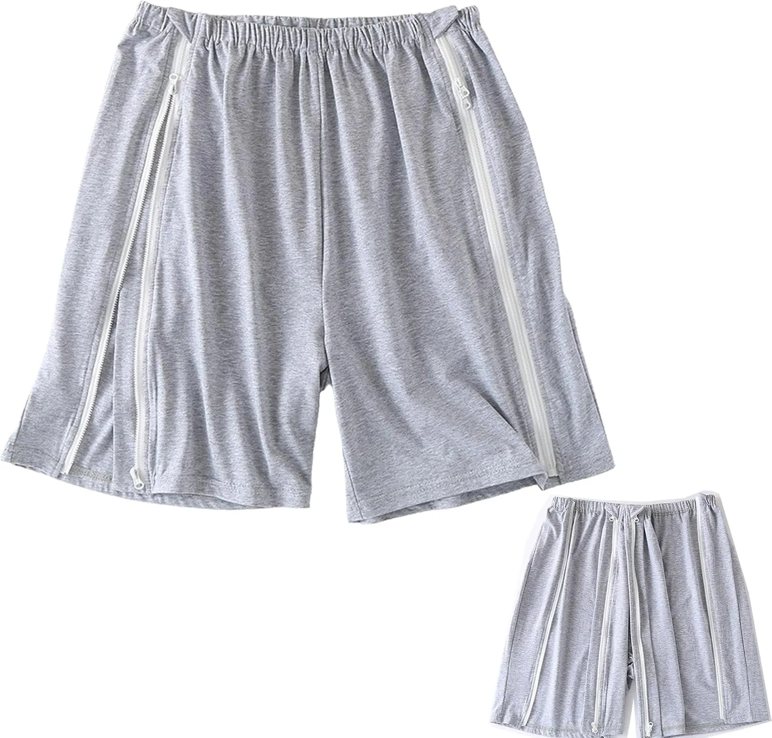 Unisex Tear Away Shorts Side Zipper Cotton Post Surgery Recovery Pants for Knee Leg Hip Surgical Recovery