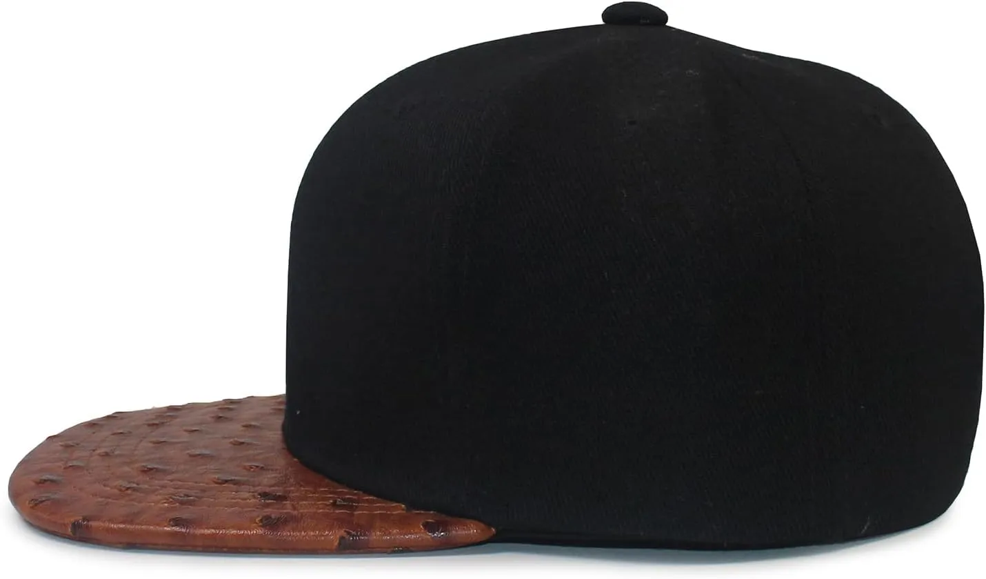 Urban Hip Hop Streetwear Baseball Cap - Solid Color Faux Ostrich Leather Snapback, 6-Panel Unisex Adjustable Hat