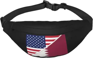 Usa Vs Qatar National Flag Fanny Packs Men'S Woman Adjustable Hip Pack For Sports Leisure Travel Cycling Crossbody Bag