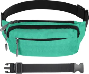 USHAKE Fanny Pack Waist Packs with Extender for Men or Women, Medium Size Waist Pouch Bag Hip Pack with 3-Zipper Pockets Adjustable Straps for Casual Travel Hiking Jogging Outdoor Sports (Mint Blue)