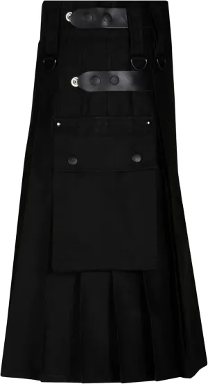 Utility Kilts for Men Cargo Pocket Cotton Utility Kilt with Leather Strap Men's Cotton Kilts