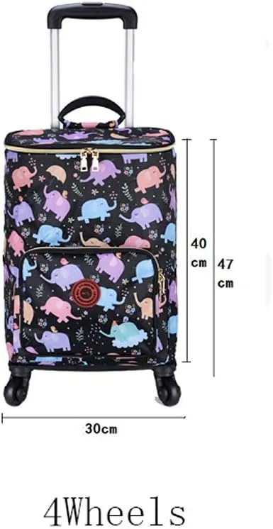 Utility Shopping Cart Aluminum Foil Tin Insulation Trolley Bag Handbag Shopping Bag Wheels Woman Elder Folding Shopping Cart Portable Grocery Cart to Save Space (Color : B)