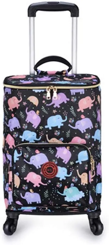 Utility Shopping Cart Aluminum Foil Tin Insulation Trolley Bag Handbag Shopping Bag Wheels Woman Elder Folding Shopping Cart Portable Grocery Cart to Save Space (Color : B)