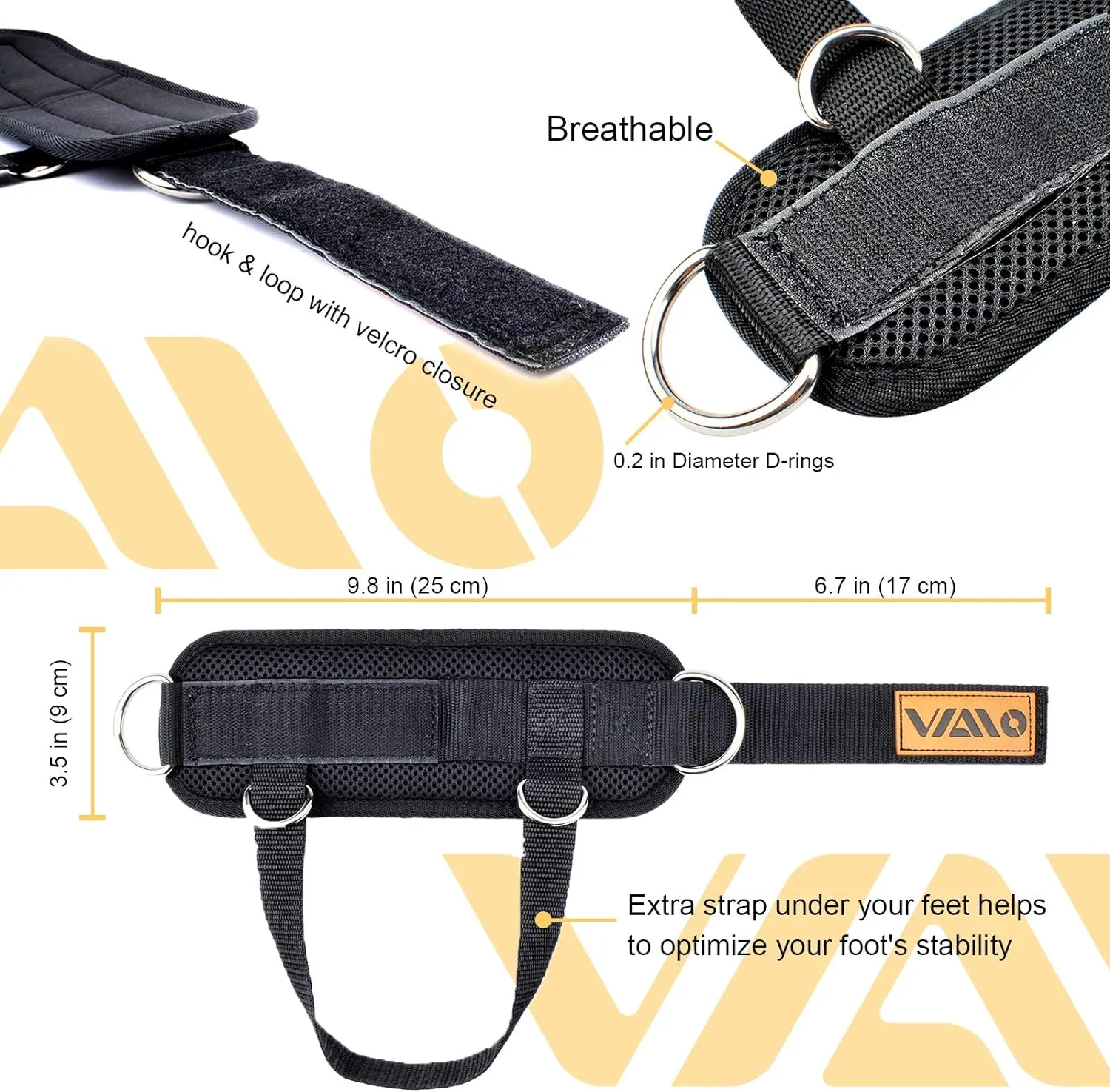 VAIIO Ankle Straps for Cable Machines,Adjustable Comfort fit Neoprene, Reinforce Double D-Ring - Premium Ankle Cuffs to Improve Abdominal Muscles, Lift The Butts, Tone The Legs for Men & Women