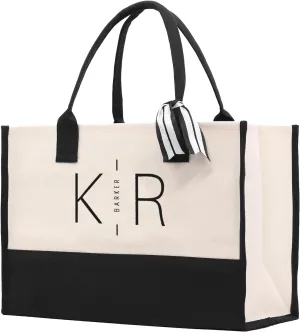 VANESSA ROSELLA Initials and Last Name Customized Embroidered Tote Bag