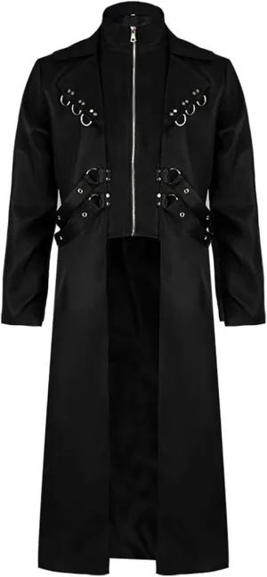 Victorian Long Jacket for Men Gothic Steampunk Outwear Vintage Medieval Coat Zip up Jacket Frock Coat Court Uniform