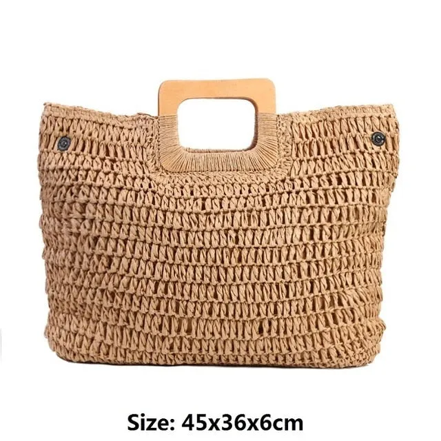 Vintage Bohemian Straw Handbag Bag for Women
