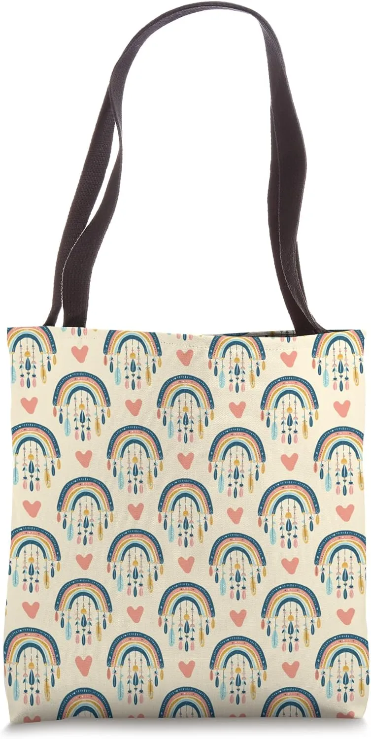 Vintage Love Rainbow Feathers Warm Tones Design Tote Bag